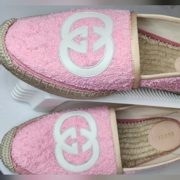 GUCCI  Soft Terry PINK  Espadrille Shoes Size 38 EU So Chic! - Picture 13 of 16